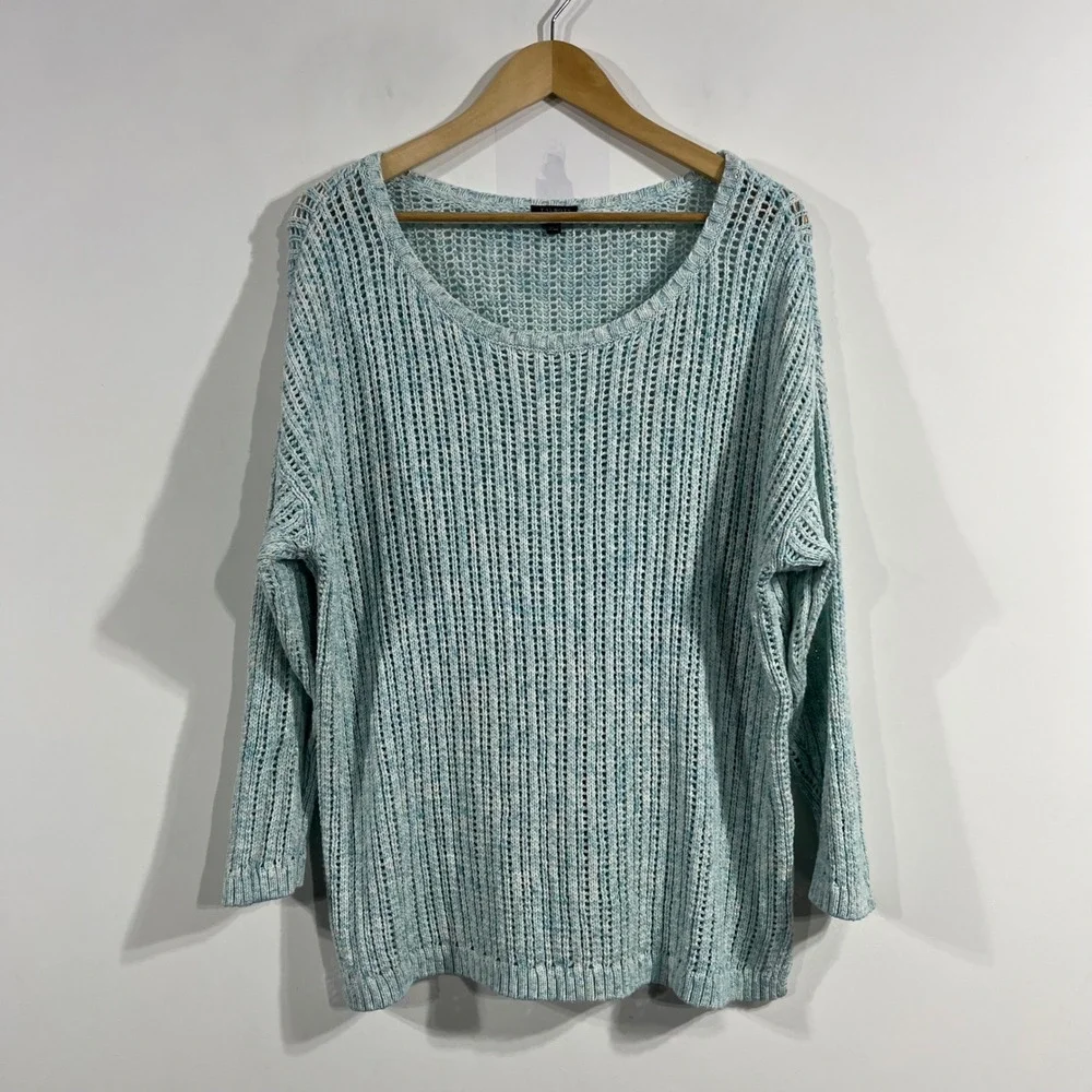 Talbots Coastal Mature‎ Open Knit Scoop Neck Pullover Sweater Womens 1x Beachy